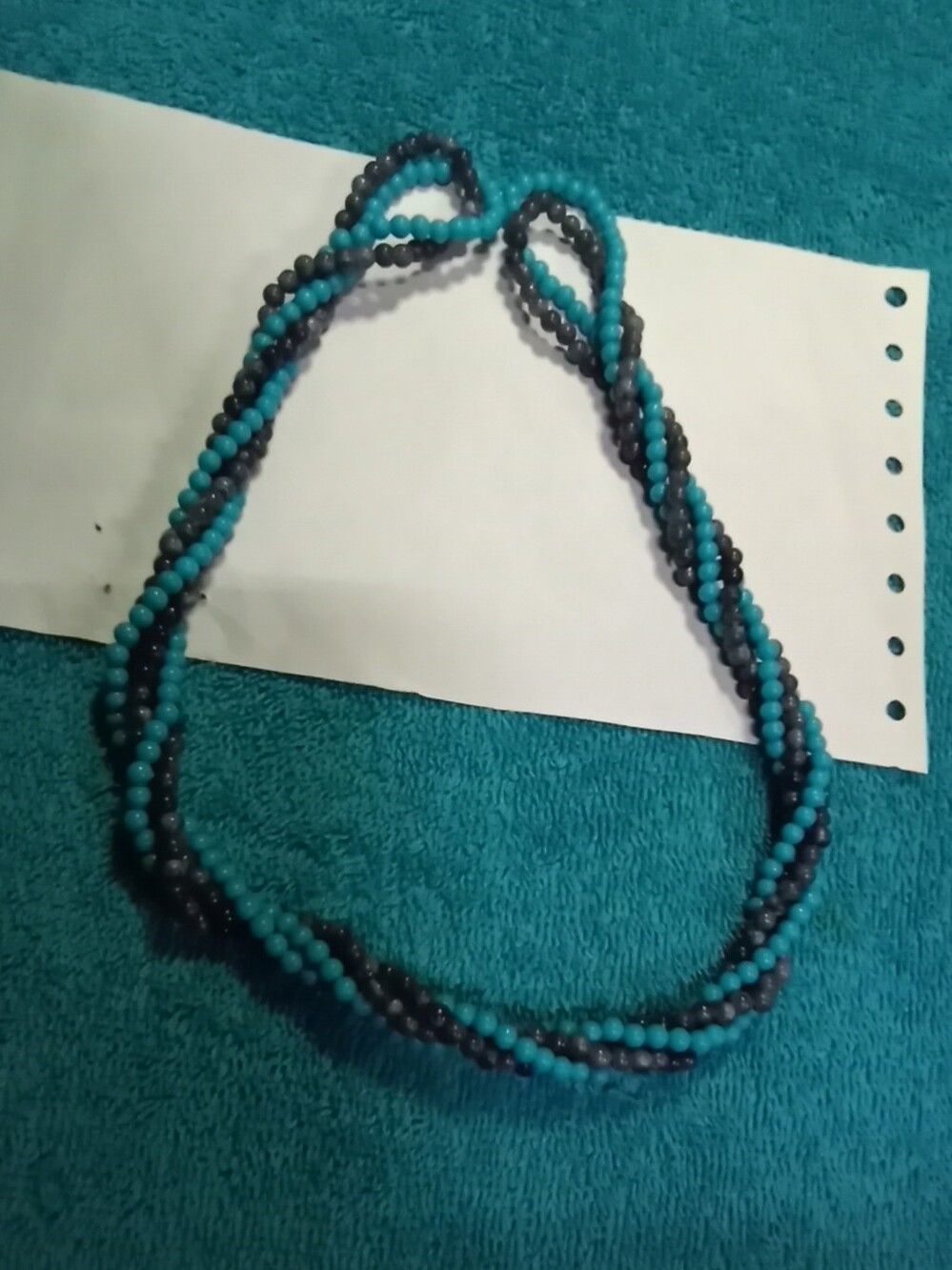 Turquoise and Black Beaded Twist Necklace - Women Jewelry - No Clasp